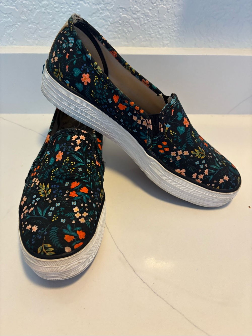 Keds X Rifle Paper Co Collab Womens Shoes Slip On Canvas Floral Casual Sz 9.5